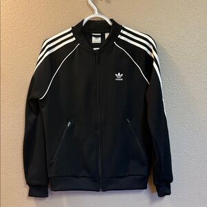 adidas Black Track Jacket with White Accents